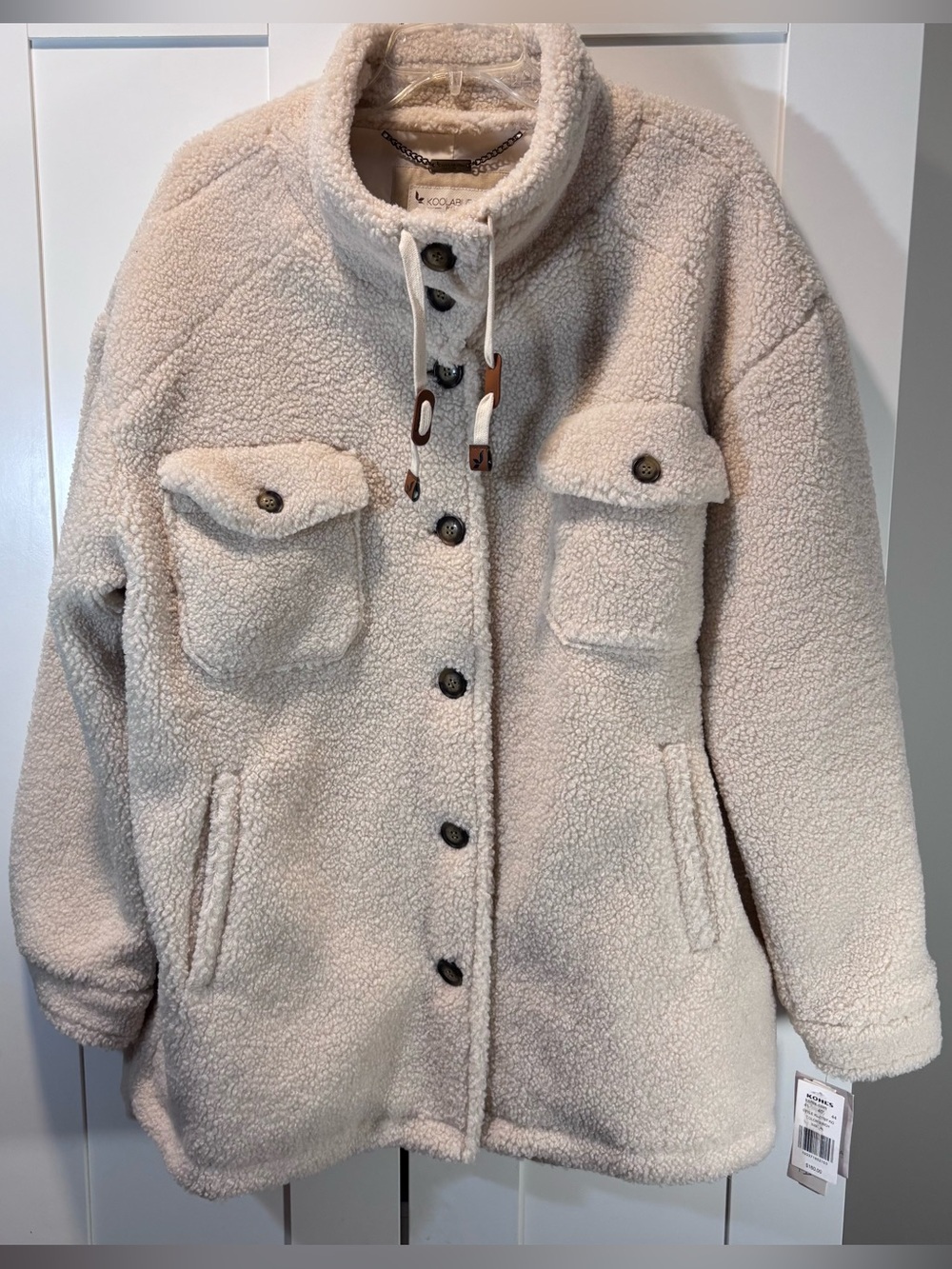 Koolaburra by UGG Sherpa Teddy Coat Womens XL Birch NWT $160 Oversized Shacket